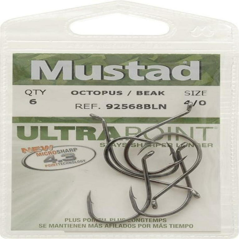 Mustad UltraPoint 92568BLN Octopus/Beak Bait Fishing Hook (Pack of 6),  Black Nickel, Size 5/0