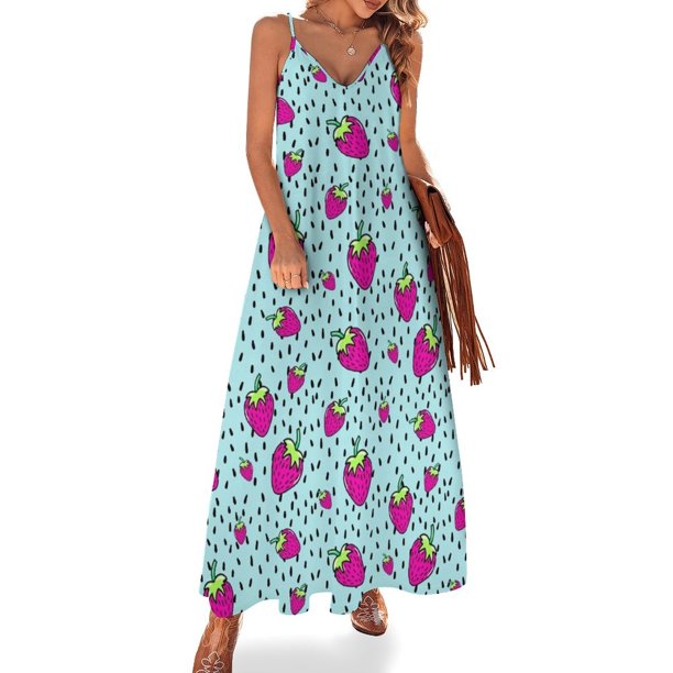 Vestido sin mangas de fresa vestido morado vestidos para mujer 2024 ropa de verano mujer 2024