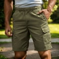 thumbnail image 2 of Men's Twill Cargo Shorts Pull on Shorts Cotton Ripstop Casual Relaxed Fit Wild Outdoor Work Shorts for Men with Multi Pockets Big and Tall Size S-3XL Army Green, 2 of 5