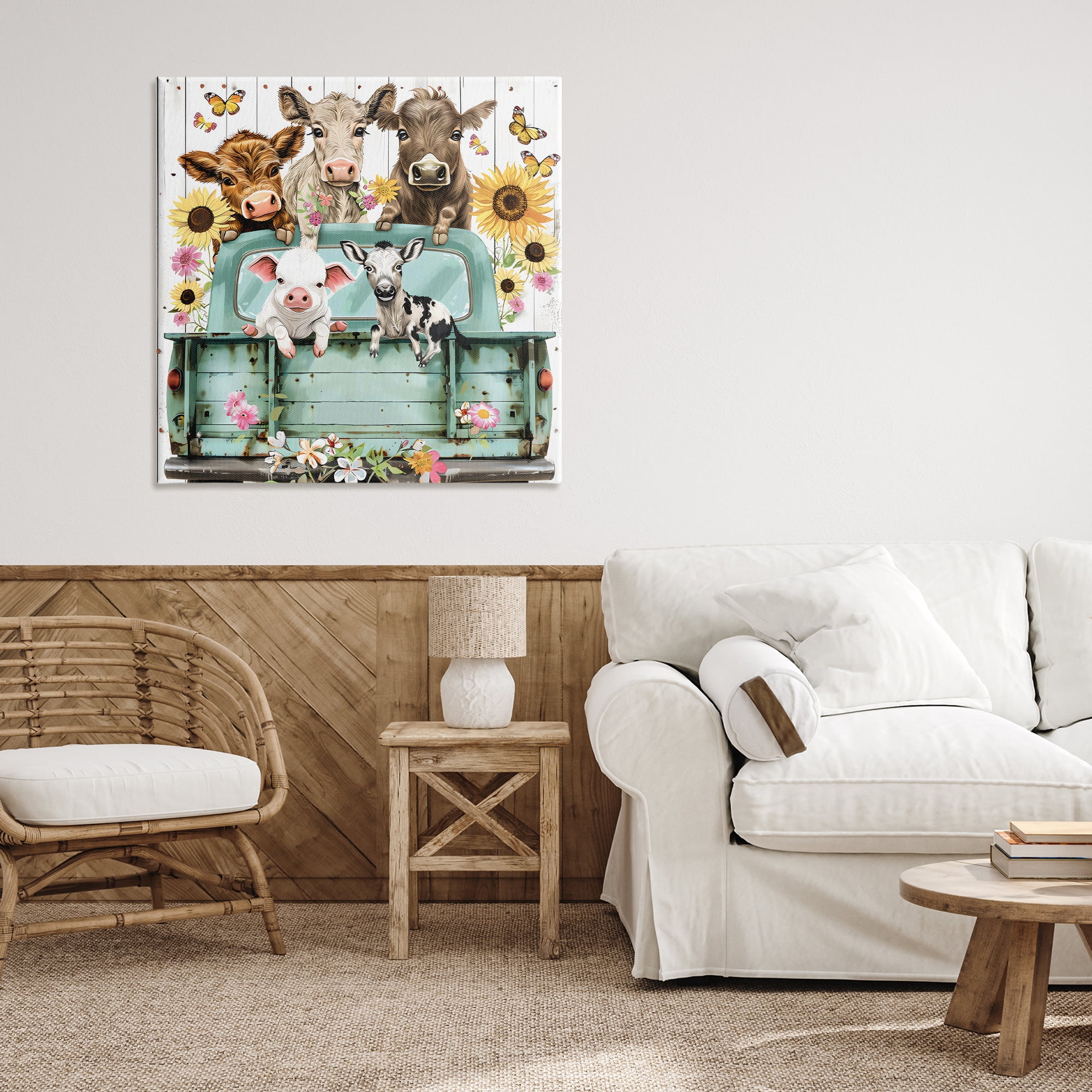 Stupell Industries Barnyard Friends in Vintage Truck Canvas Wall Art, design by Creative Studio