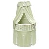 Badger Basket Elegance Round Bassinet with Canopy, Foam Pad and Storage Shelf, Sage Waffle Finish