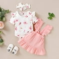 thumbnail image 3 of 3pcs Été Bébé Vêtements Ensemble Pétale Motif Mignon Manches Courtes Robe + Bandeau + Jupe, 3 of 7