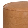 thumbnail image 4 of Pemberly Row Boho Round Pouf in Distressed Brown Faux Leather, 4 of 6
