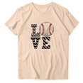 thumbnail image 2 of Meichang T-Shirts de Baseball pour Femmes à Cœur d'Amour, Col Ras du Cou, Manches Courtes, T-Shirt Graphique, Coupe Ample, Mode Décontractée, Hauts Mignons, T-Shirts, Cadeaux de la Fête des Mères pour Maman, Beige, P, 2 of 3