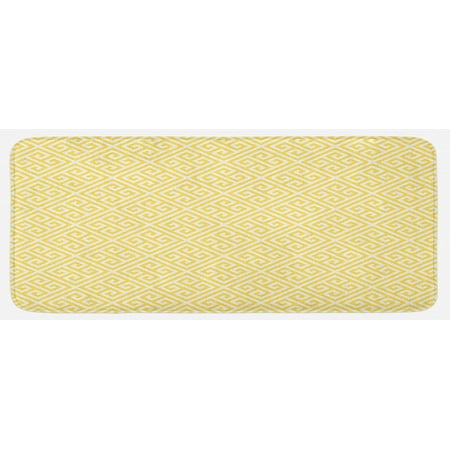 

Greek Key Kitchen Mat Roman Culture Themed Minimalist Pattern Meander Diagonal Squares Tile Plush Decorative Kitchen Mat with Non Slip Backing 47 X 19 Yellow White by Ambesonne