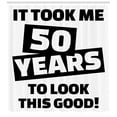 thumbnail image 3 of Ambesonne 50th Birthday Shower Curtain, Funny Happy Face, 69"Wx70"L, Black White, 3 of 3