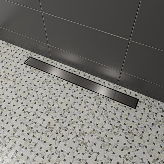 ALFI brand ABLD32B-BSS 32" Modern Brushed Stainless Steel Linear Shower Drain with Solid Cover