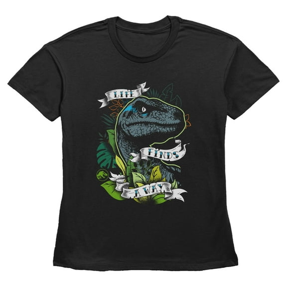 Womens Jurassic World Life Finds A Way Banner T Shirt
