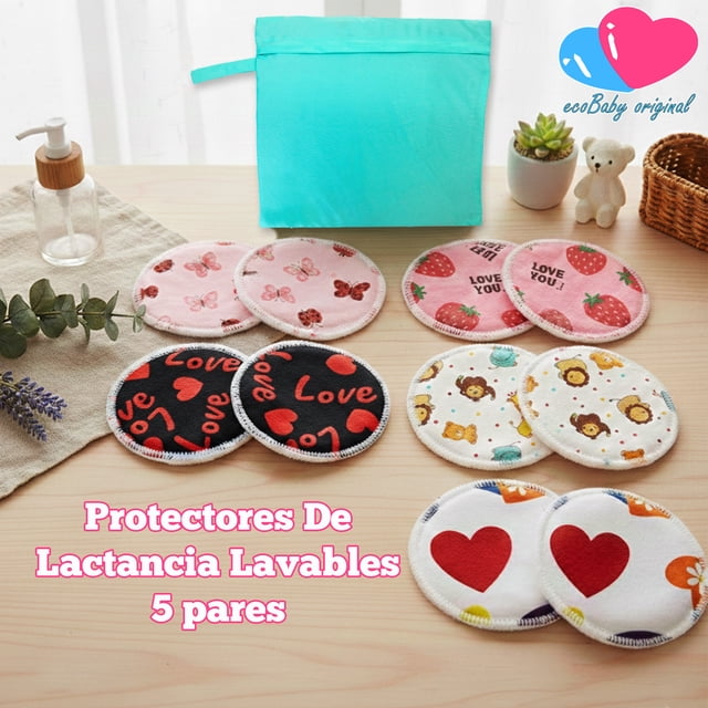 Protector de Lactancia Lavable Ecológico Reutilizable Ecobaby Original ecobaby original 5 Pares Lactancia más 1 wetbag
