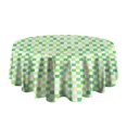 thumbnail image 5 of Green Yellow Checkerboard Checkered Pattern Round Tablecloth 60"x60",Wrinkle Wipeable Table Cloth for Kitchen Dining Room Picnic Patio Party, 5 of 6
