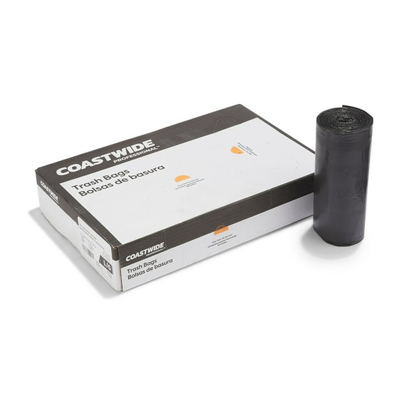 Staples Coastwide Professional AccuFit 44 Gallon Trash Bag 37" x 50" Low Density 1.3 mil Black 100