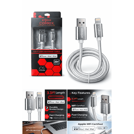 CELLEX G2 3.3FT MFI USB CABLE