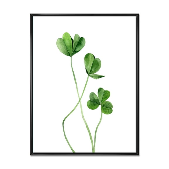 Designart 'Field Green Plant Detail Clover' Farmhouse Framed Canvas Wall Art Print