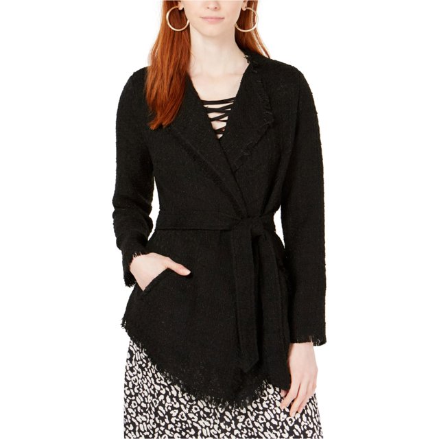 Chaqueta de bouclé de encaje Ginger para mujer, negro, XS