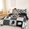 thumbnail image 5 of Erosebridal Eat Sleep Hockey Check Twin Bedding Sets, Sport Bedding Comforter Set for Boys and Men, Black Reversible 7-Piece, 5 of 6
