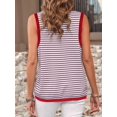 thumbnail image 3 of Womens Summer 2025 Casual Striped Color Block High Neck Tank Top Loose Knit High Low Sleeveless Shirts Pink XXL, 3 of 4