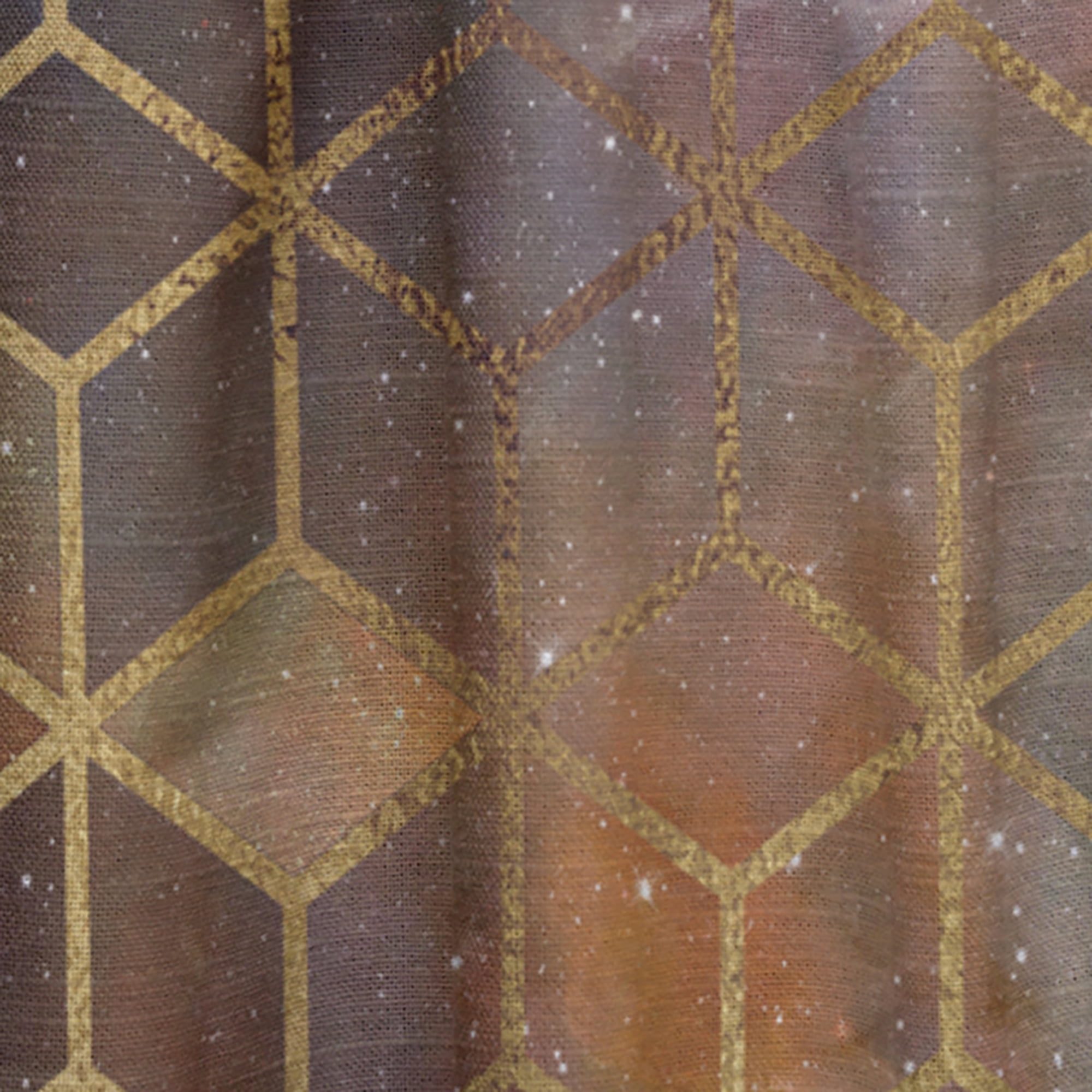 Designart 'Honeycomb Capital Gold IX' Modern & Contemporary Curtain Panel