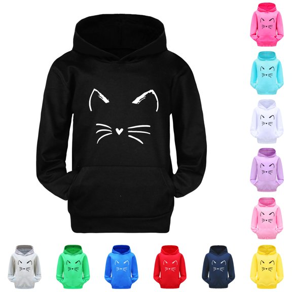 Tanghaowl Childrens Hoodies Child Toddler Boys Girls Long Sleeve Cartoon Prints Warm Hoodie Pullover Tops Kids Outfits Sweat Suit for Fun Black 3-4 Years
