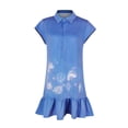 thumbnail image 4 of Leutsin Robe d'Été Ample pour Femmes Col en V Imprimé Marguerite Manches Courtes Fendue Mini Robe Grande Taille, 4 of 5