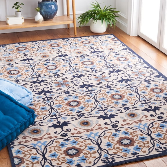 Safavieh Chelsea Odetta Geometric Area Rug, Ivory/Navy, 5'3" x 8'3"