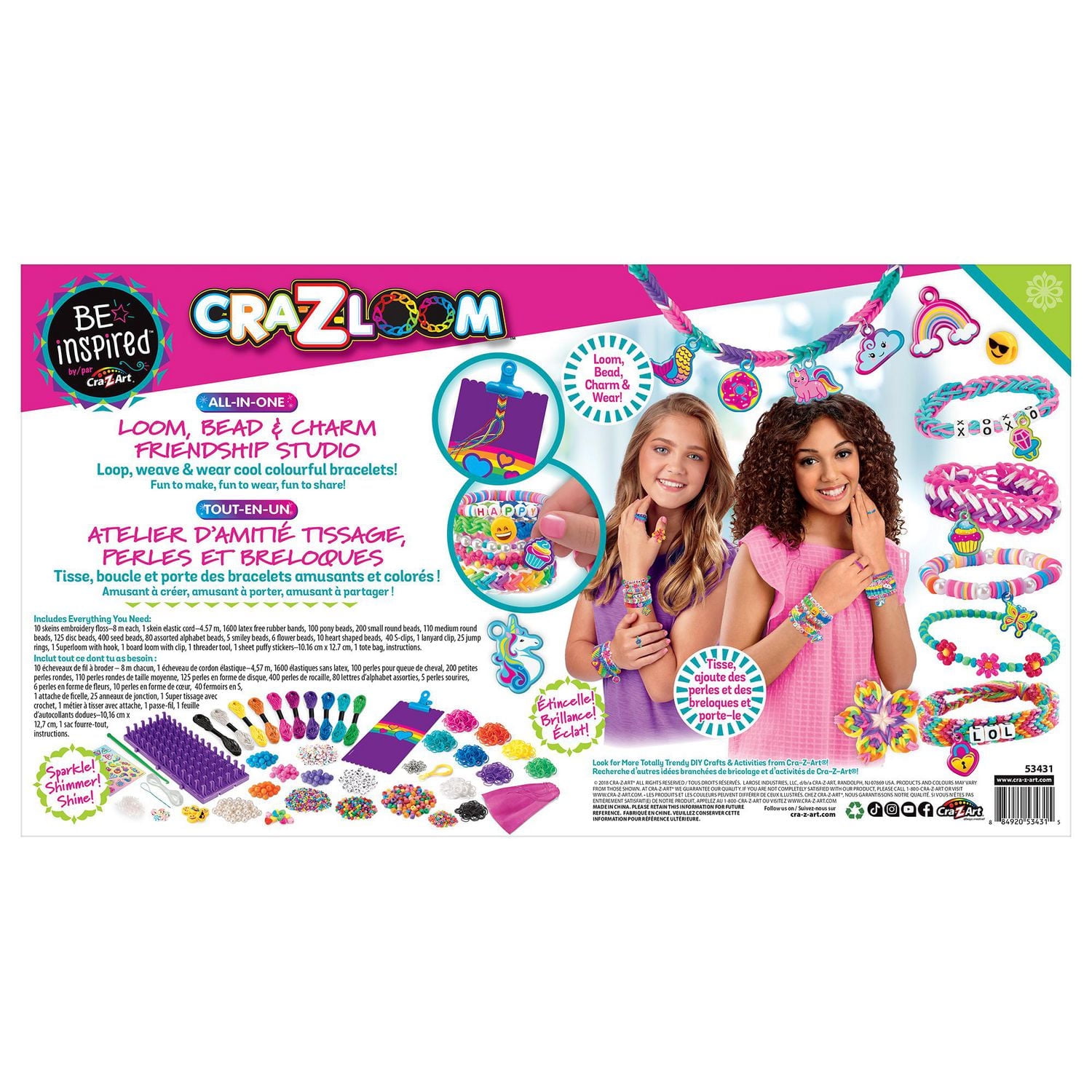 Cra-Z-Art Be Inspired All in One Loom Bead Charm Friendship Bracelet Studio, kits de perles pour enfants