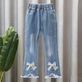 thumbnail image 3 of Avrntaa Girls Spring Jeans Bell Bottom Flare Trousers Mid Waist Cute Bow Denim Pants for Children 2-13Y, 3 of 6