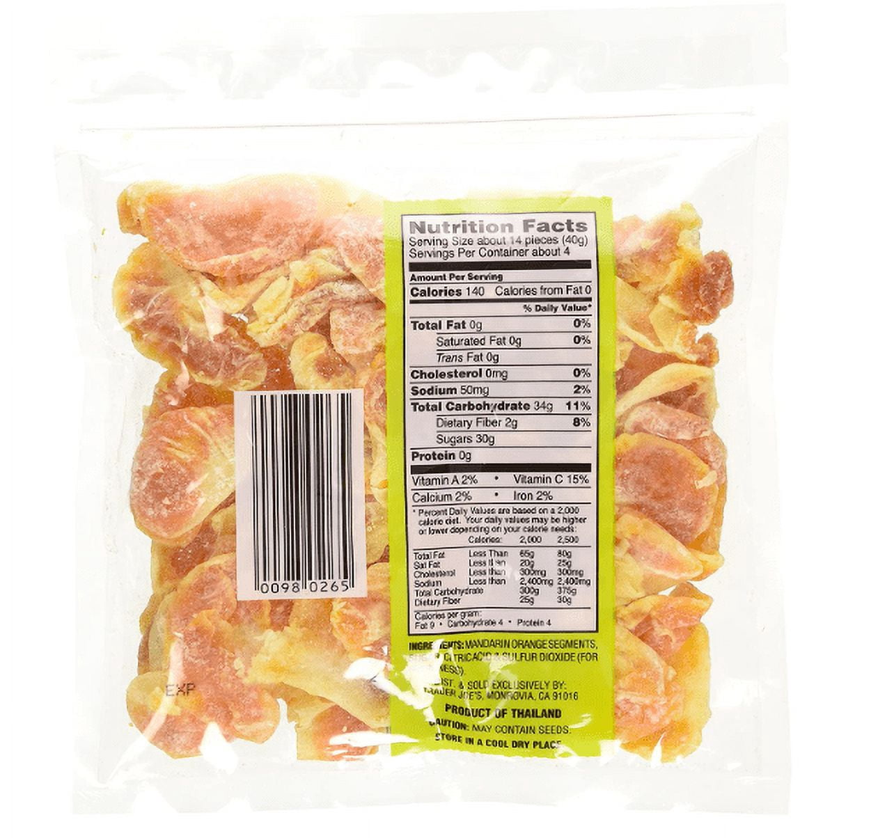Trader Joe's Dried Fruit Soft & Juicy Mandarins 6 Oz, (Pack of 5)