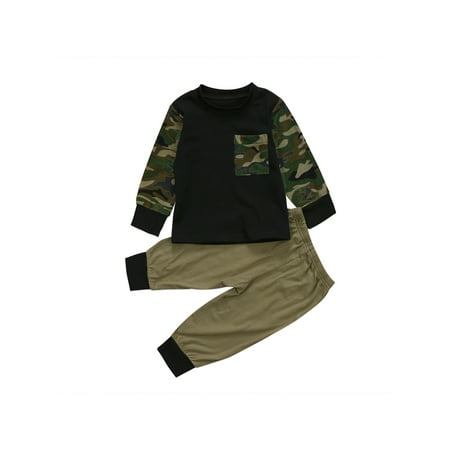 

EWODOS Baby Boy 2 Pieces Outfit Camouflage Long Sleeve Tops and Long Pants