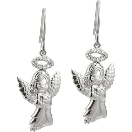 Precious Moments Sterling Silver Diamond Accent Angel Earrings