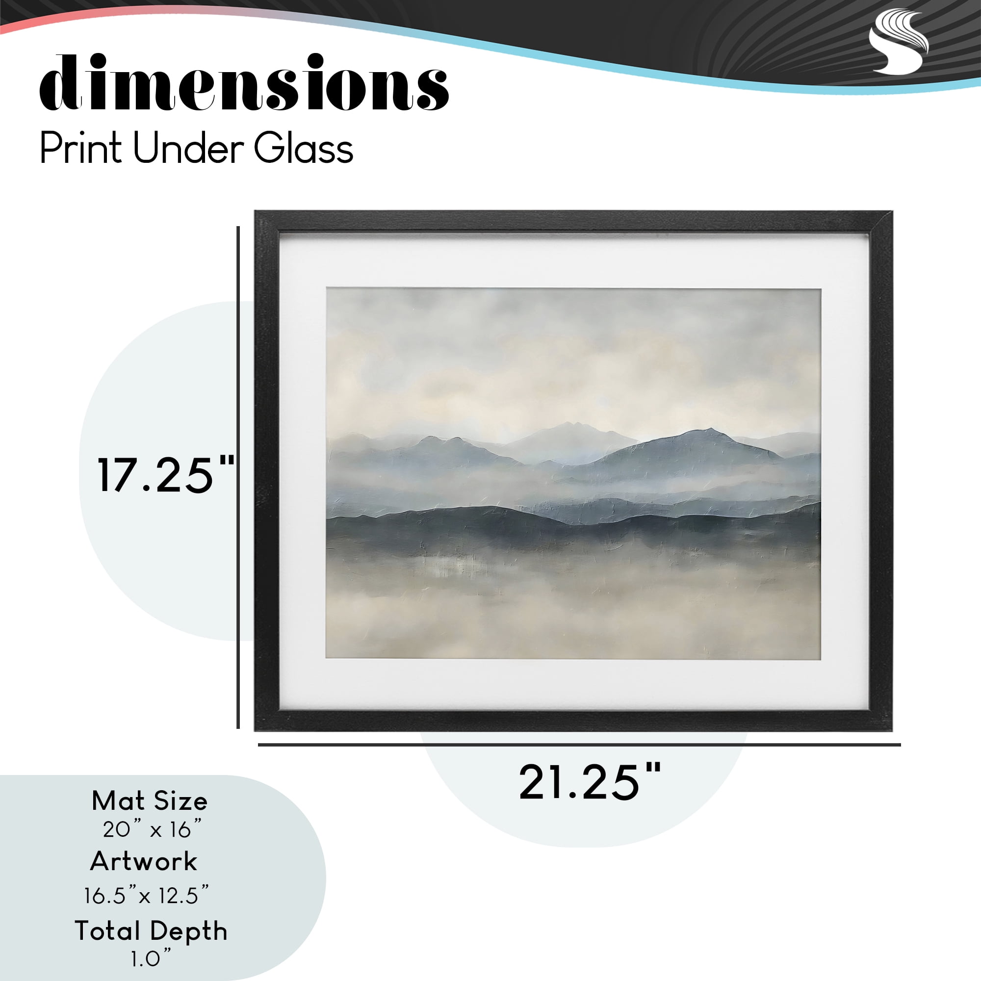 Stupell Industries Misty Muted Mountainscape Black Framed Print Under Glass, design by Riley B