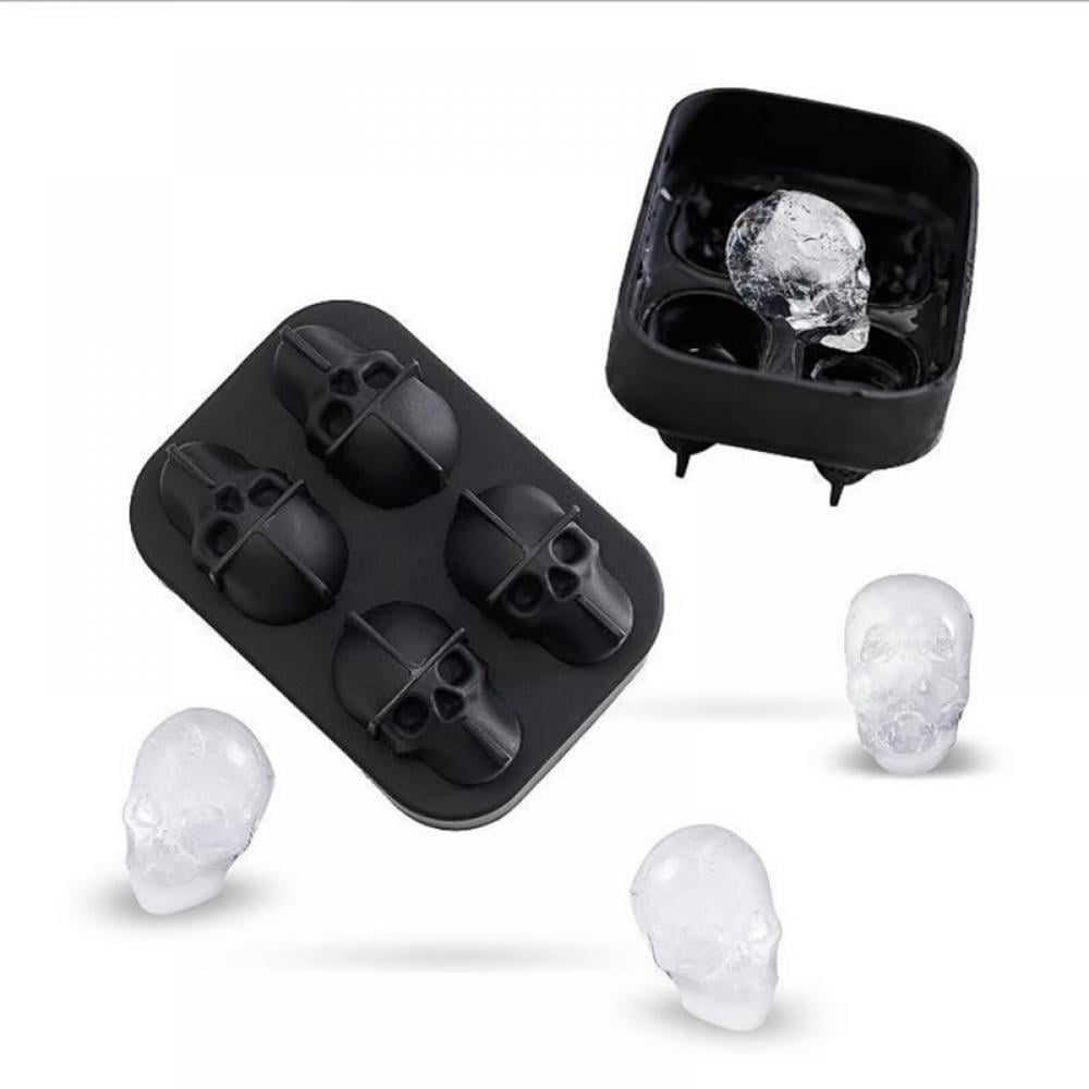 3 Pack Shaped 3D Large Skull Ice Cube Mold Tray, Stackable Silicone Round Ice Maker for Whiskey Drinkers, Bartenders, Gift Exchanges, Home Bars and Holiday Gifts