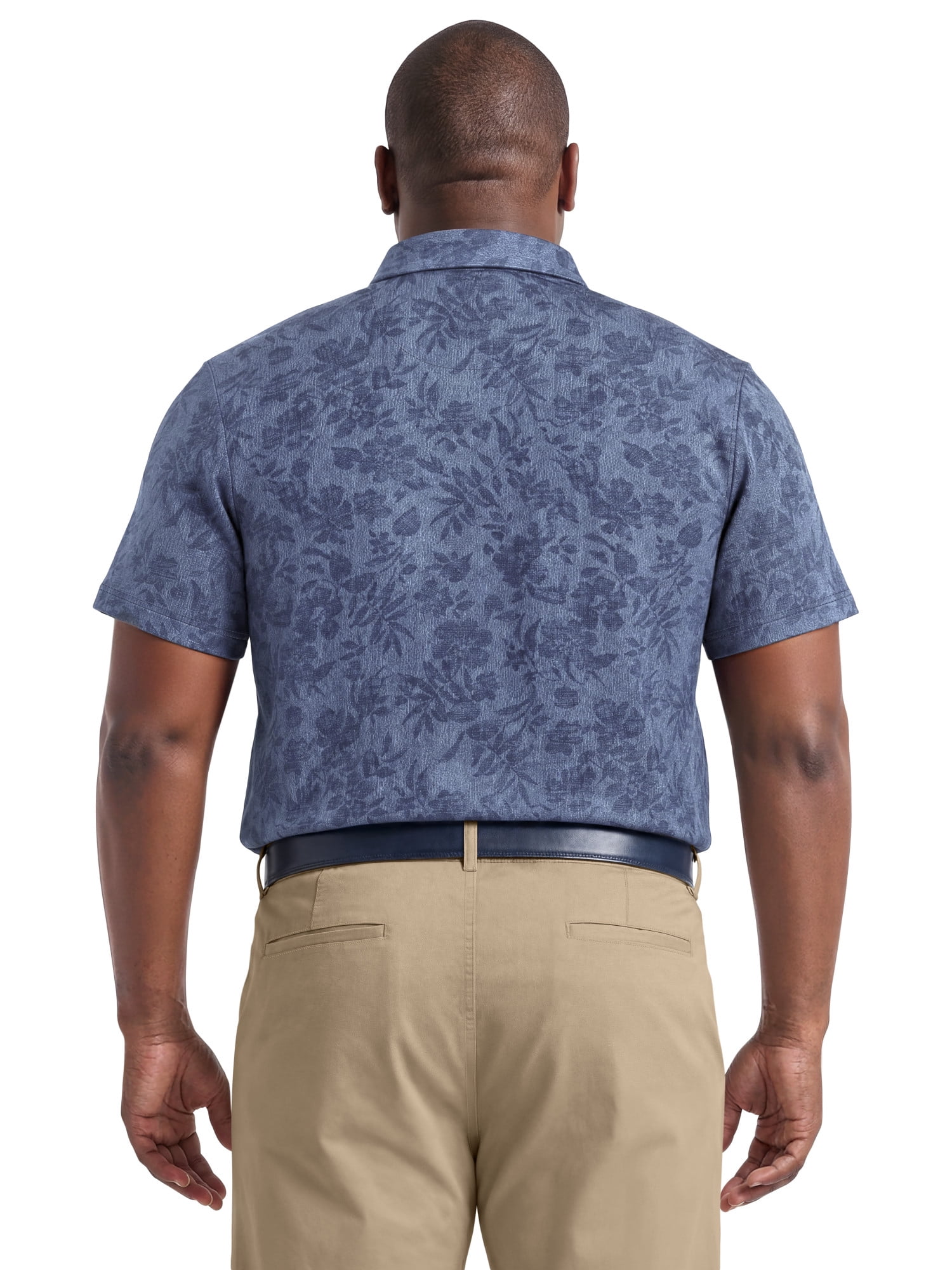 Ben Hogan Performance Men's & Big Men's Textured Botanical Print Short Sleeve Polo Shirt, Sizes S-4XLT