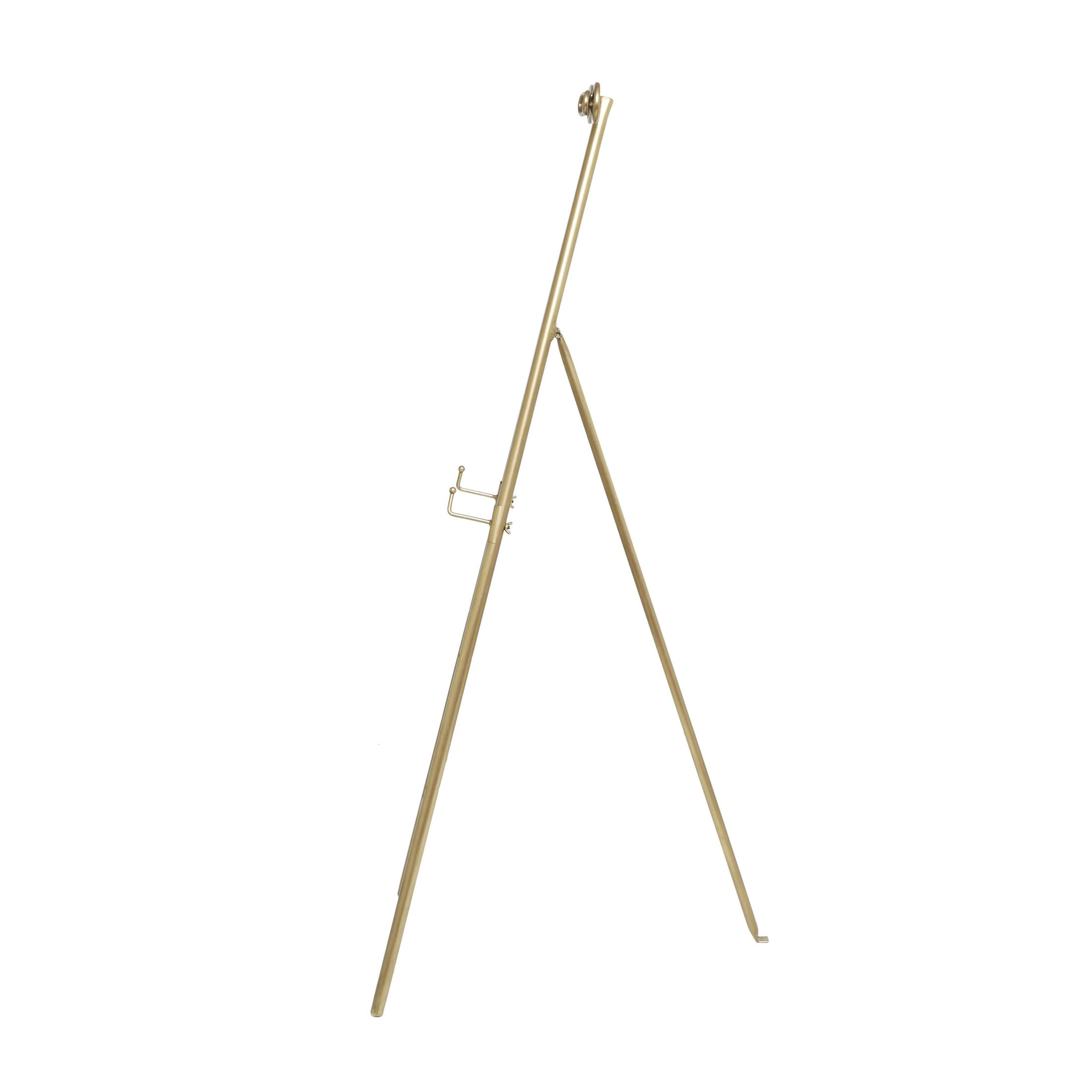 DecMode 20" x 53" Gold Metal Tall Adjustable Floor 3 Tier Easel with Bow Top, 1-Piece