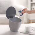 thumbnail image 3 of Ampiyan Cone-Shaped Lidded Trash Can, Sealed Odor-Proof Small Bin for Office/Home Desk, Compact Beige & Gray Plastic Wastebasket (Gray), 3 of 6