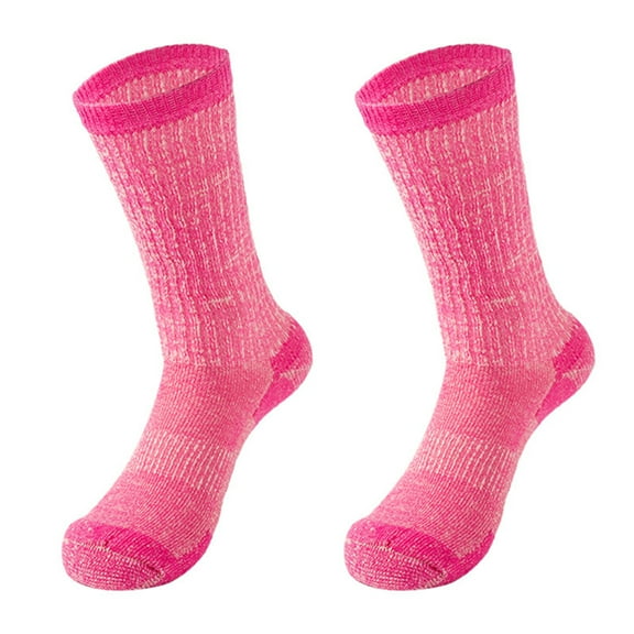 1 Pair Women Winter Socks Mid-tube Cotton Socks Elastic Rib Cuffs Socks for Hiking Sports Machine Washable Keep Warm Anti-slip Daily Stockings