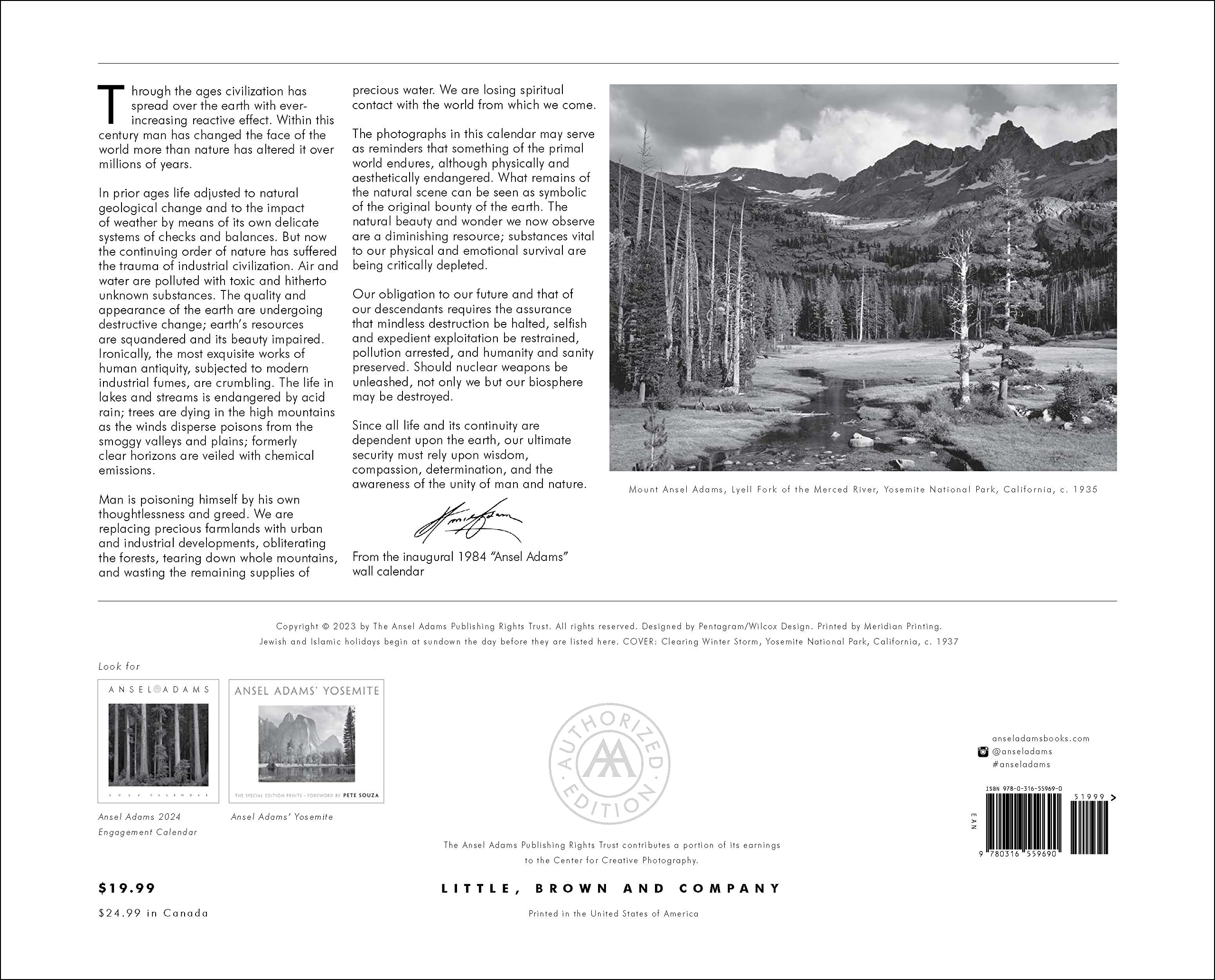 Ansel Adams 2024 Wall Calendar: Authorized Edition: 13-Month Nature Photography Collection (Monthly Calendar) (Other) - image 2 of 4