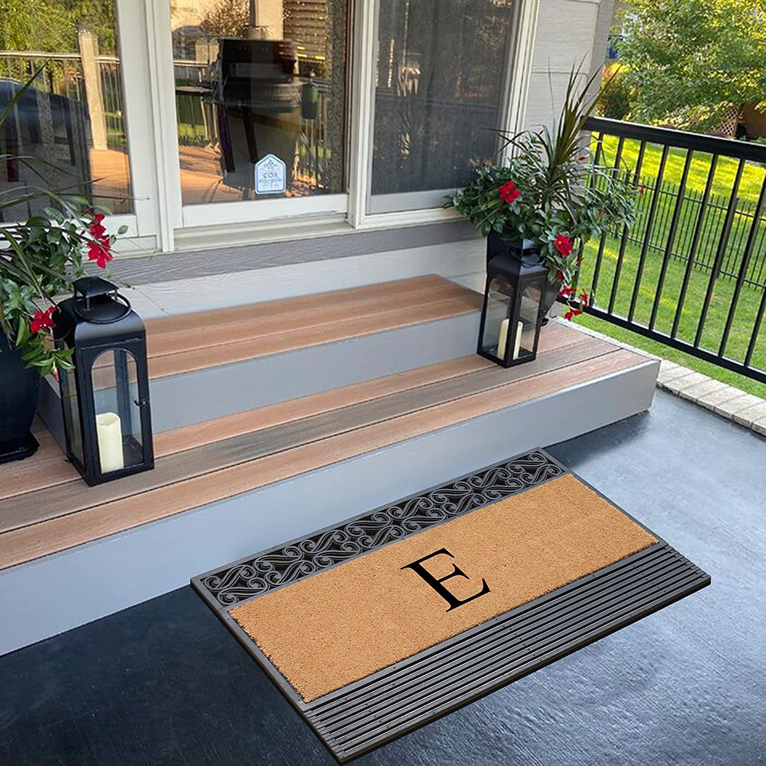 A1HC Natural Rubber & Coir 24x36 Monogrammed Doormat For Front Door, Anti-Shed Treated Durable Doormat for Outdoor Entrance, Heavy Duty, Low Profile, Easy to Clean, Long Lasting Front Porch Entry Rug