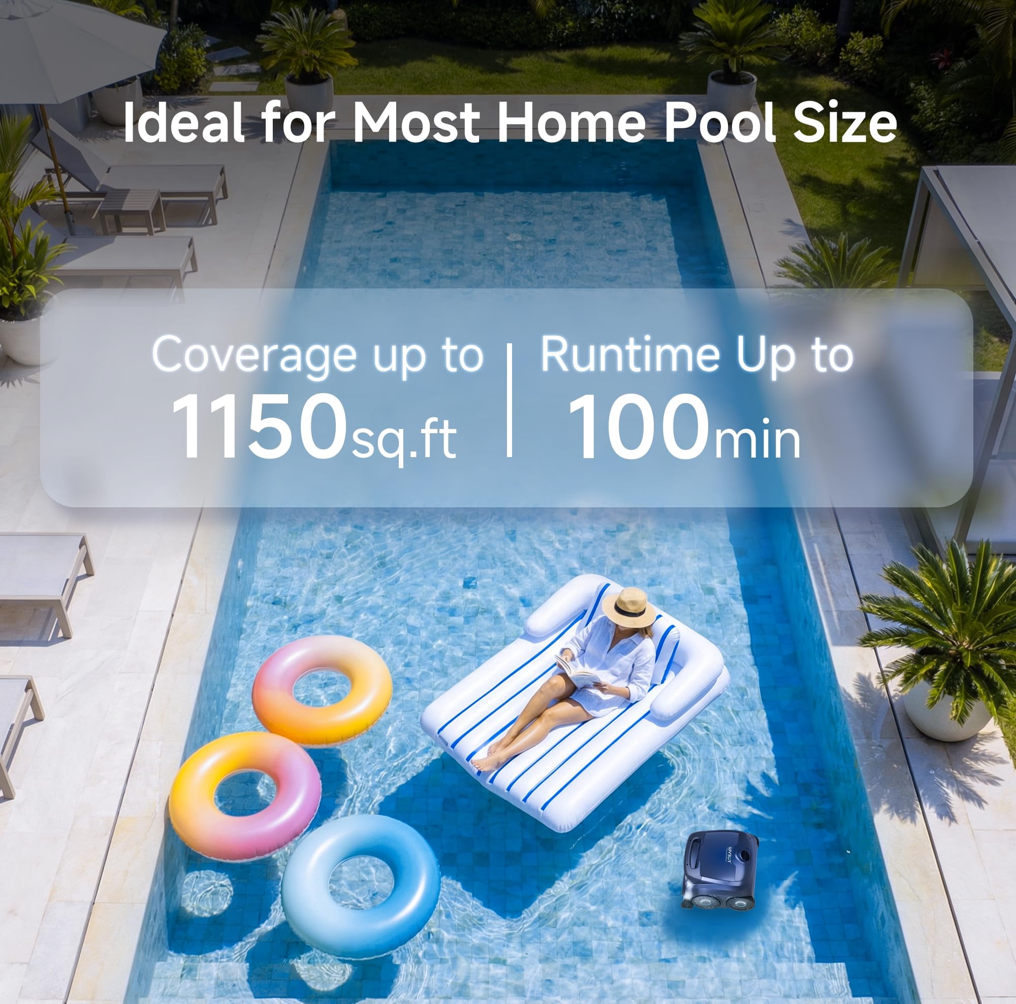 WYBOT B1 Robotic Pool Cleaner, Floor and Wall Cleaning, 120min Runtime Cordless Pool Robot for Inground & Above Ground Pools, Smart Navigation, Self-Parking, Dual Side Brushes, Black Green