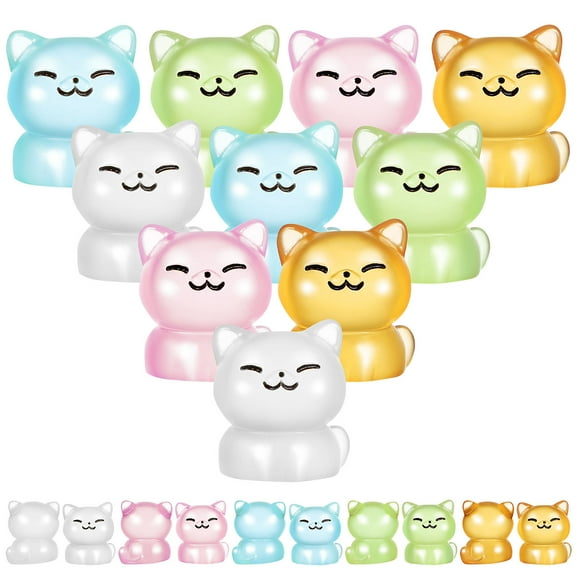 FELTECHELECTR Miniature Cat Statue Resin White 20Pcs