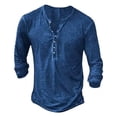 thumbnail image 4 of MIXUE Shirts For Men Summer Solid Color V Neck Button Long Sleeve Pullover Tops T Shirts Holiday Wear,Blue,XXXXXXL, 4 of 4