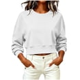 thumbnail image 4 of XuJwPNcy Crewneck Sweatshirts Women Lightweight Crop Tops Casual Basic Pullover Warm Comfortable Winter Clothes Outfit, 4 of 7