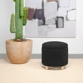 thumbnail image 2 of Valia Faux Sheepskin Upholstered Round Storage Ottoman Black, 2 of 6