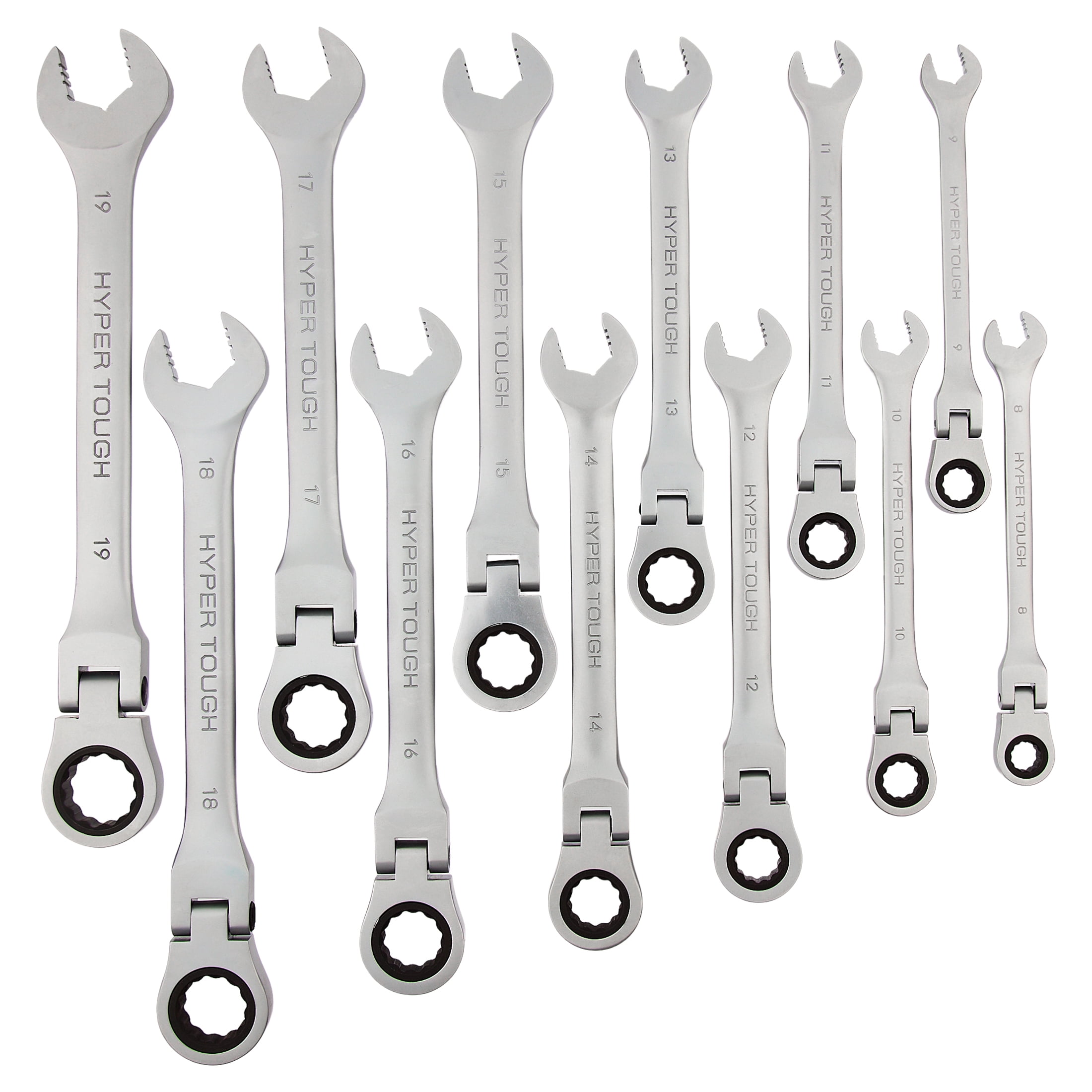 Hyper Tough Flex-Head Ratcheting Wrench Set, Metric, 12 Pieces