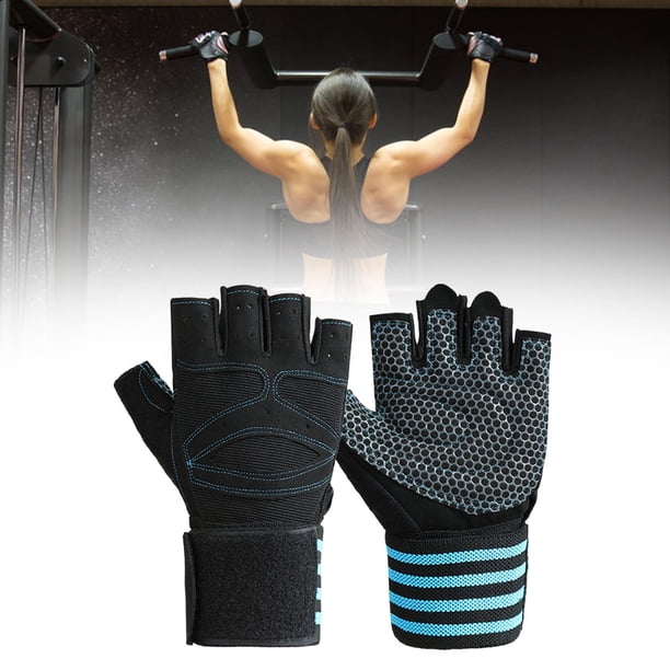 2 guantes de entrenamiento deportivo de poliéster antideslizantes para levantamiento de pesas, para ciclismo en interiores, para mujeres y hombres. XL Azul