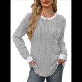 thumbnail image 3 of Camisas de Larga para Mujer, Suéteres, Conjuntos de Otoño, Bloques de Color, Ropa de Invierno, Elegantes, Informales, Suaves. Gris XXL, 3 of 7