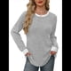 thumbnail image 3 of Camisas de Larga para Mujer, Suéteres, Conjuntos de Otoño, Bloques de Color, Ropa de Invierno, Elegantes, Informales, Suaves. Gris XXL, 3 of 7