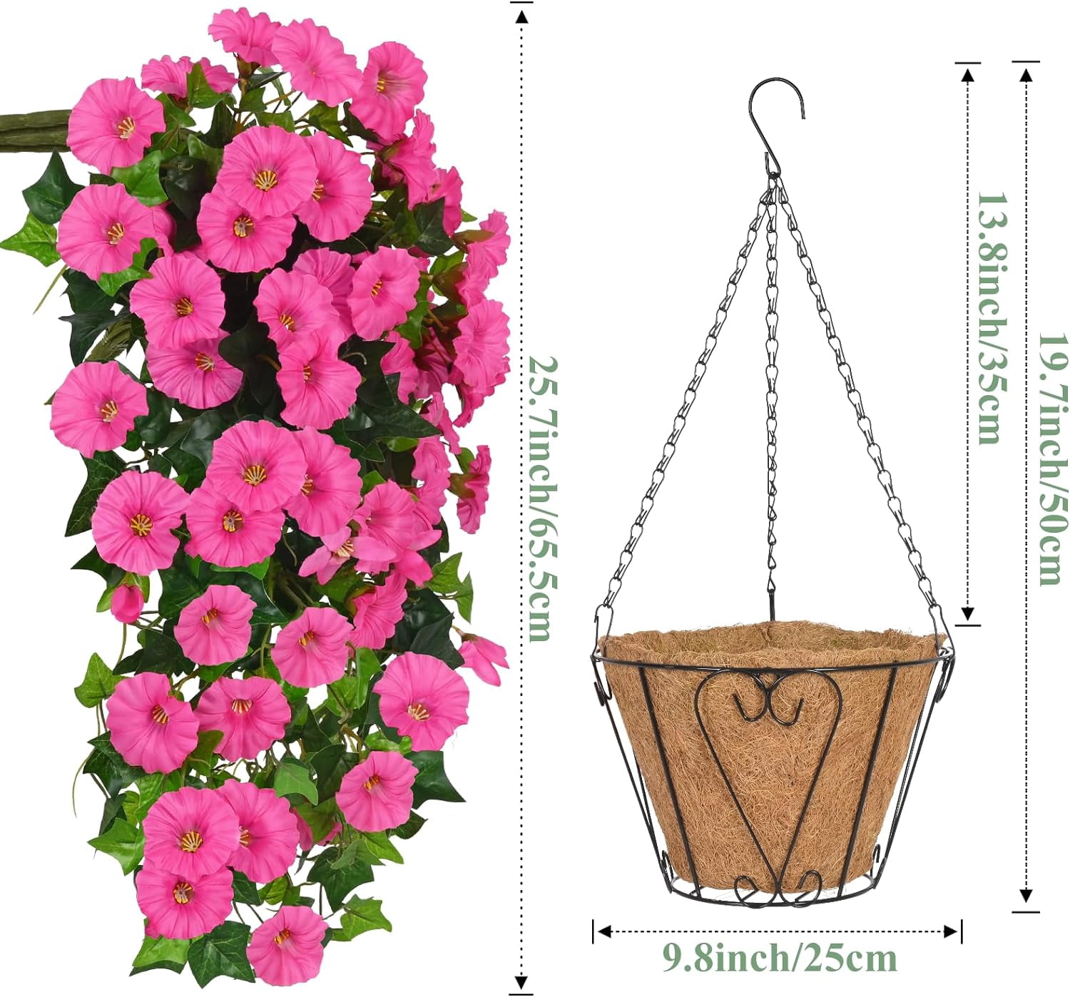 Waipfaru Artificial Hanging Flower Basket, UV Resistant Outdoor Fake Hanging Plants for Porch, Patio, Garden Decor