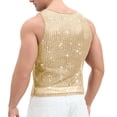 thumbnail image 4 of Kalauyu Mens Mesh Tank Top Vertical Striped Rhinestone Sleeveless See Through Party Shirt, 4 of 6