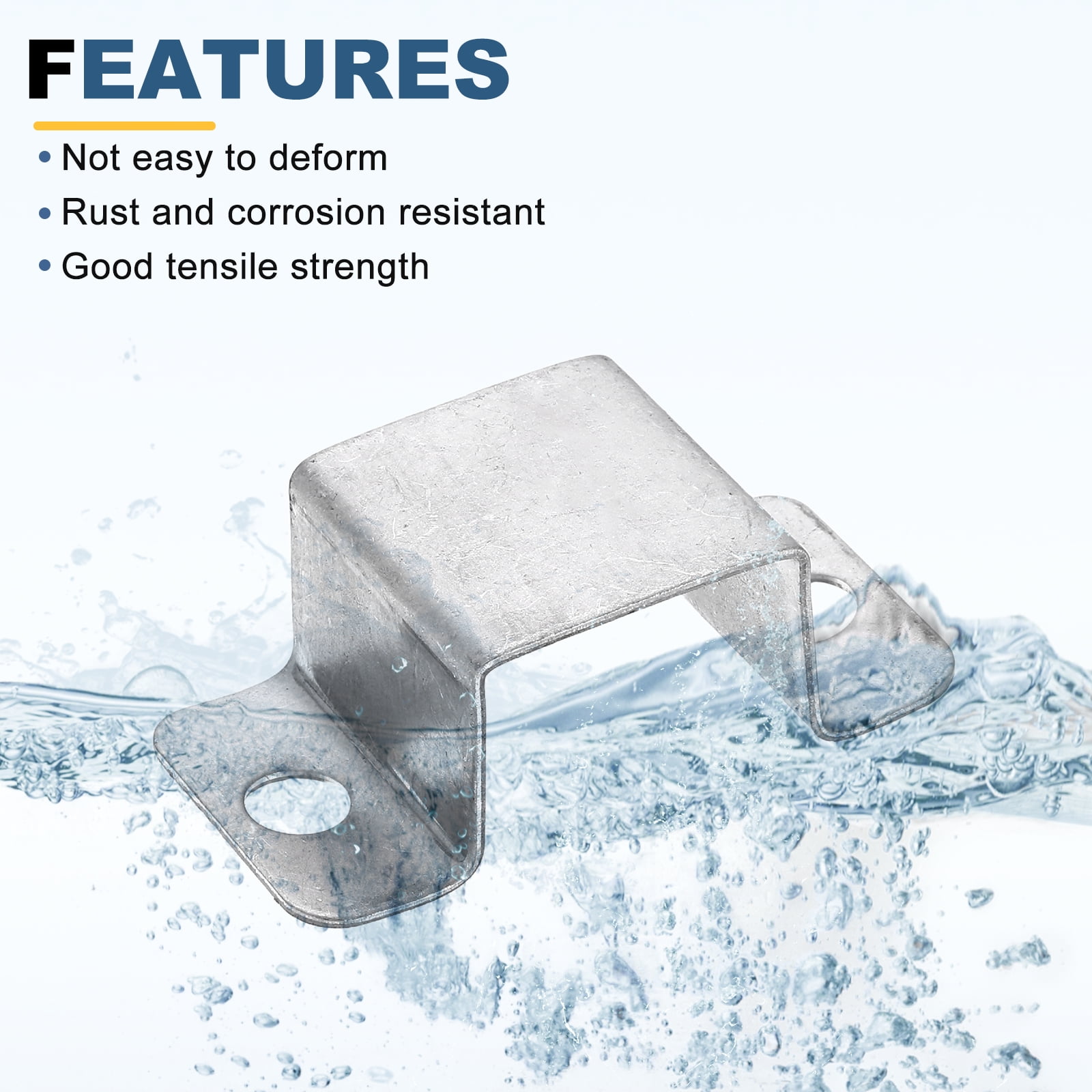 Uxcell 12 Pack 42x32 mm U Shaped Connector Bracket, Square Tube Strap Clamp Galvanized Steel Pipe Clamp Wood Deck Fence Post Tie for Water Pipes Stairs Railing Installation, Silver