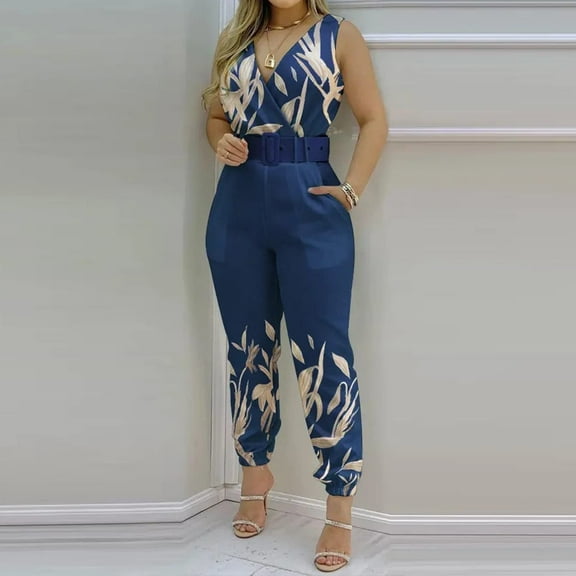 Pants for Women,Clearance Women's Plus Size Womens Fashion Summer Solid Casual Pocket Sleeveless Suspender Jumpsuit Loose Causal Pants